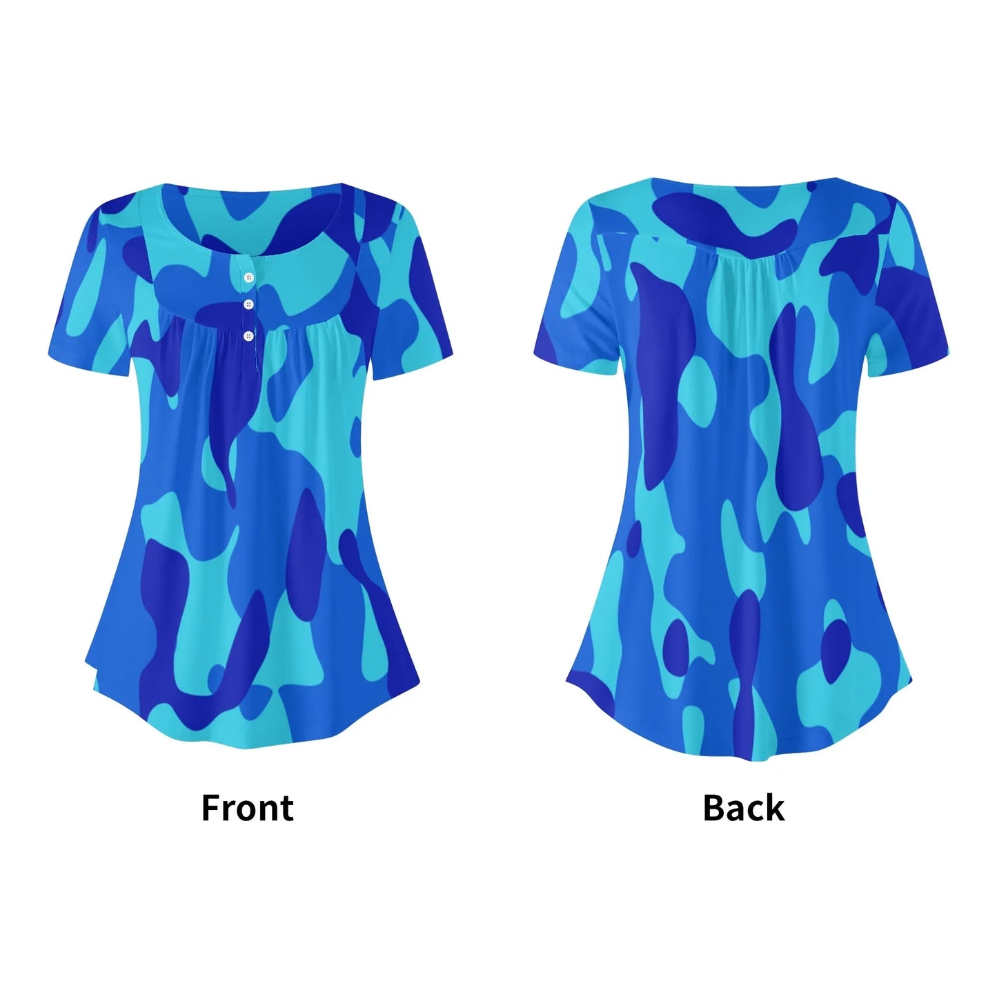 lockere-bluse-mit-u-ausschnitt-und-kurzen-armeln-fur-damen-blue-camouflage-bluse-jlr-design-80293 - JLR Design