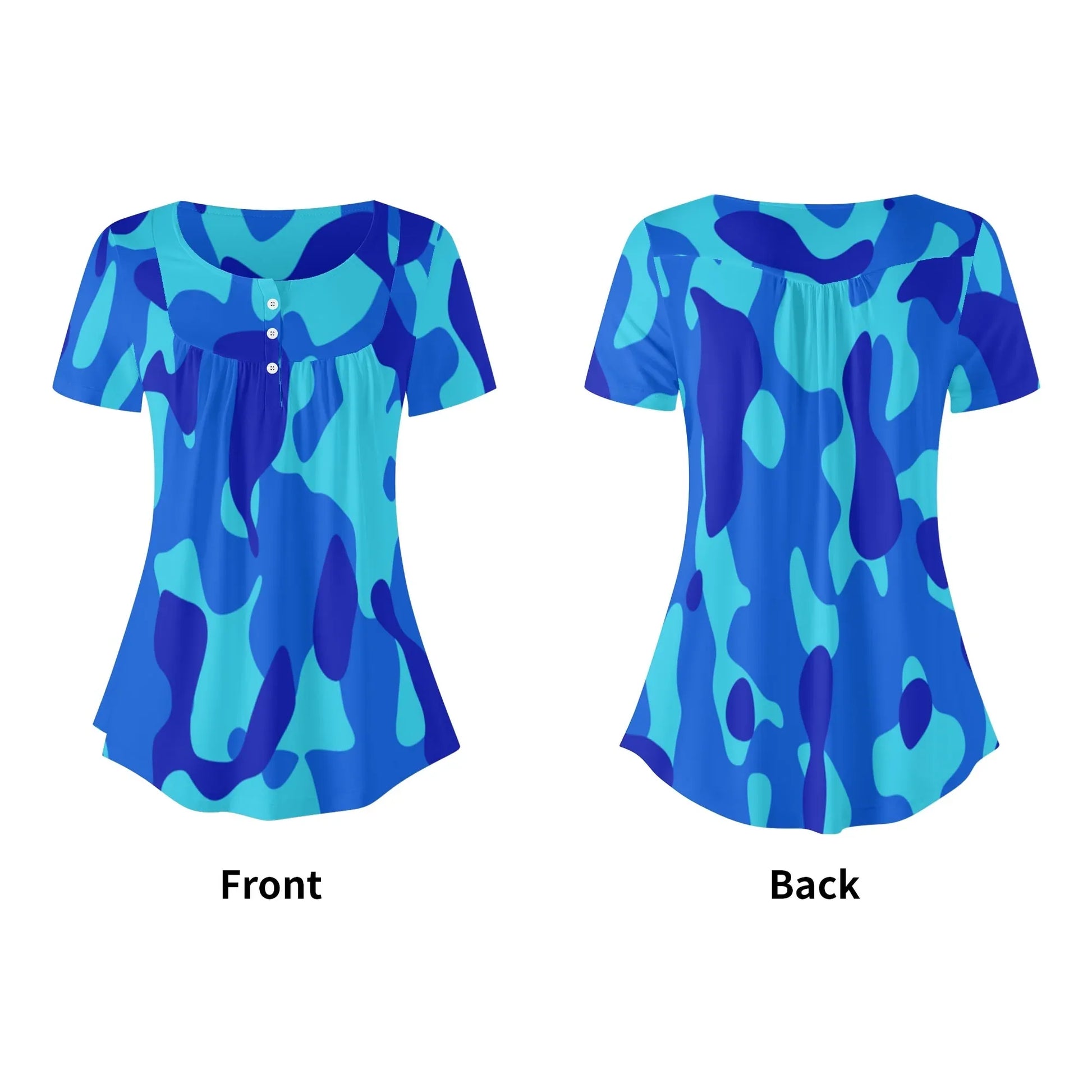 lockere-bluse-mit-u-ausschnitt-und-kurzen-armeln-fur-damen-blue-camouflage-bluse-jlr-design-80293 - JLR Design