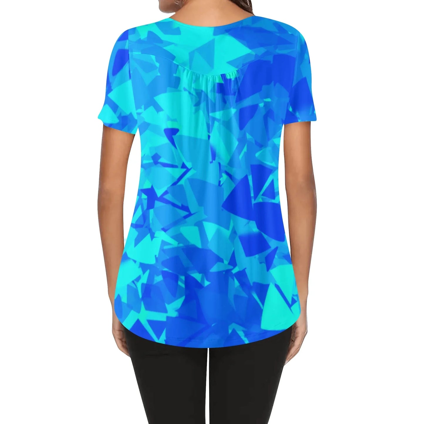 lockere-bluse-mit-u-ausschnitt-und-kurzen-armeln-fur-damen-blue-crystal-bluse-jlr-design-20643 - JLR Design