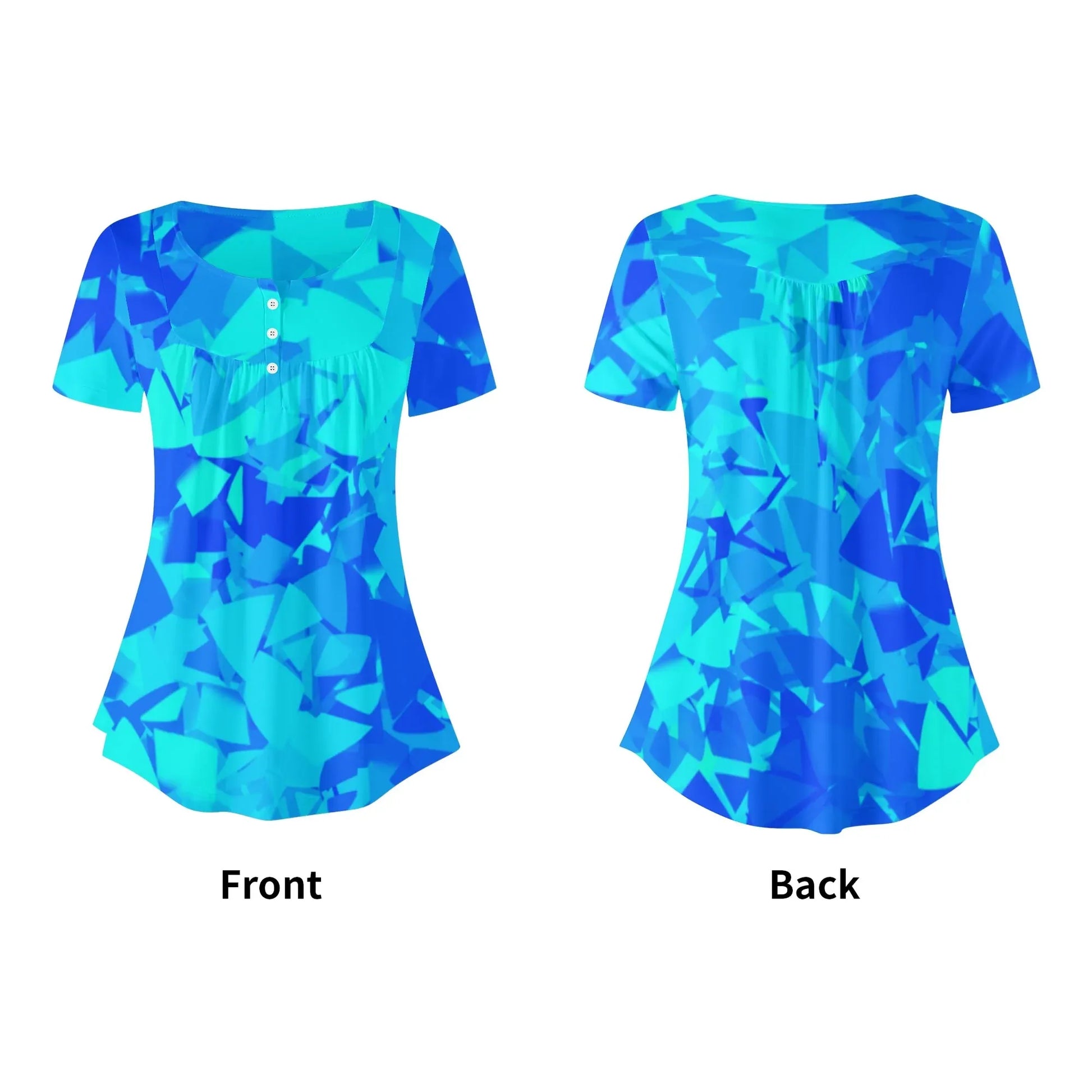 lockere-bluse-mit-u-ausschnitt-und-kurzen-armeln-fur-damen-blue-crystal-bluse-jlr-design-34144 - JLR Design