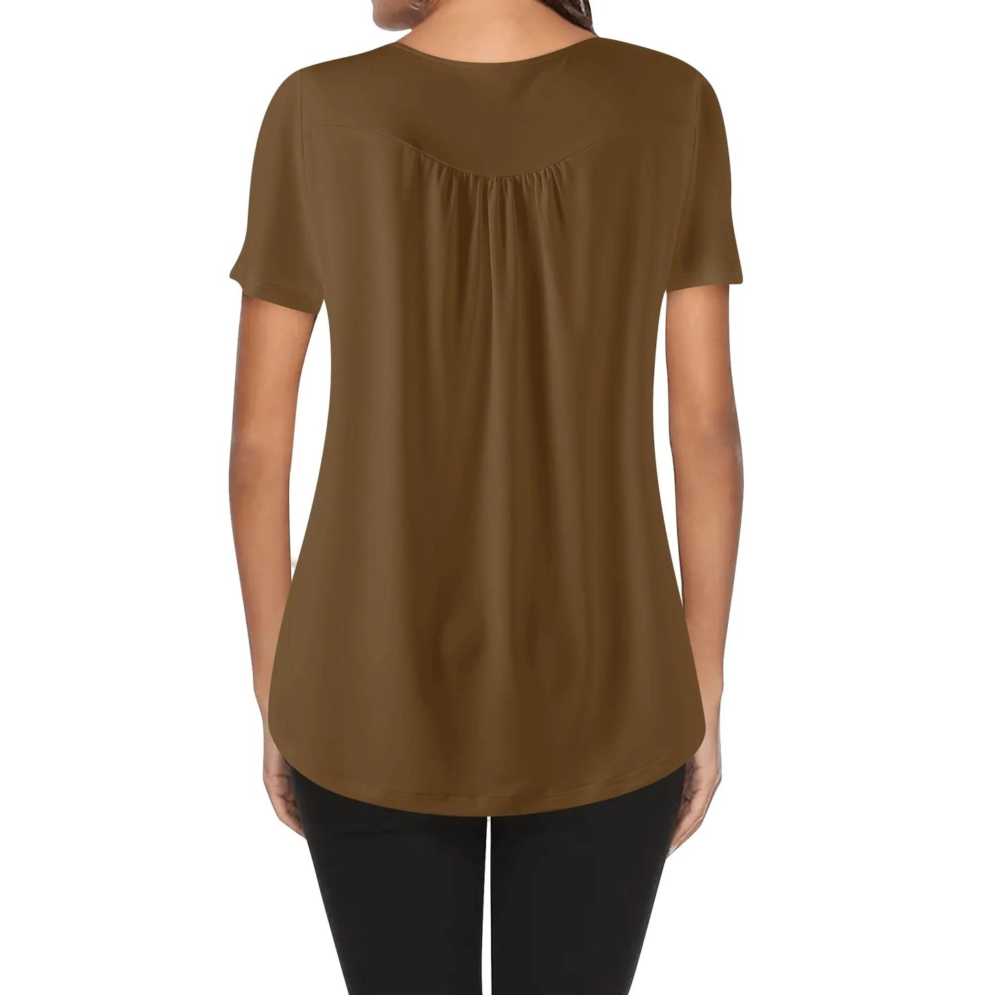 lockere-bluse-mit-u-ausschnitt-und-kurzen-armeln-fur-damen-braun-bluse-jlr-design-54225 - JLR Design