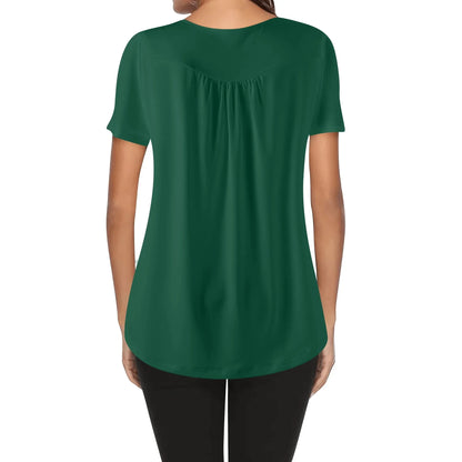 lockere-bluse-mit-u-ausschnitt-und-kurzen-armeln-fur-damen-british-racing-green-bluse-jlr-design-93623 - JLR Design