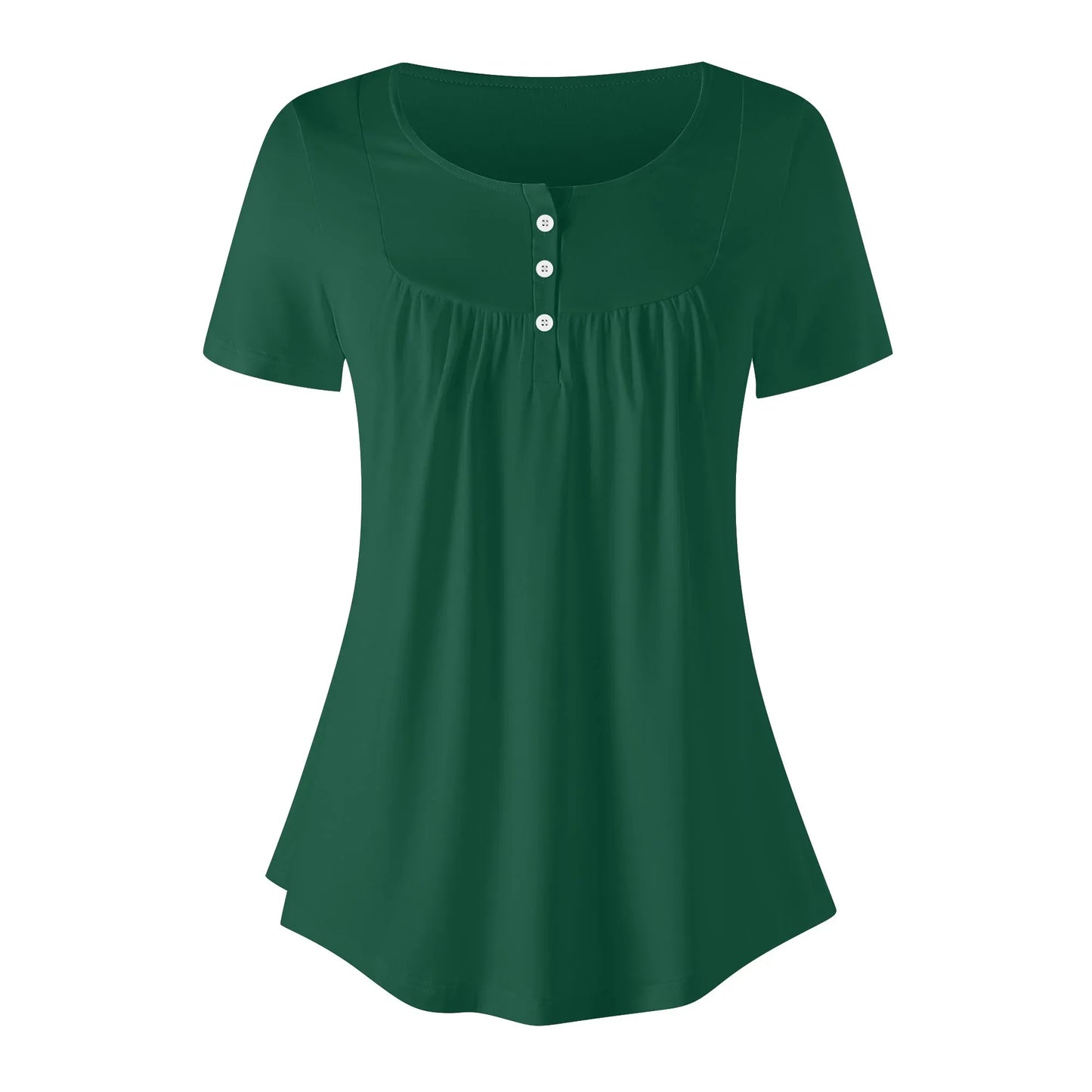 lockere-bluse-mit-u-ausschnitt-und-kurzen-armeln-fur-damen-british-racing-green-bluse-jlr-design-56326 - JLR Design