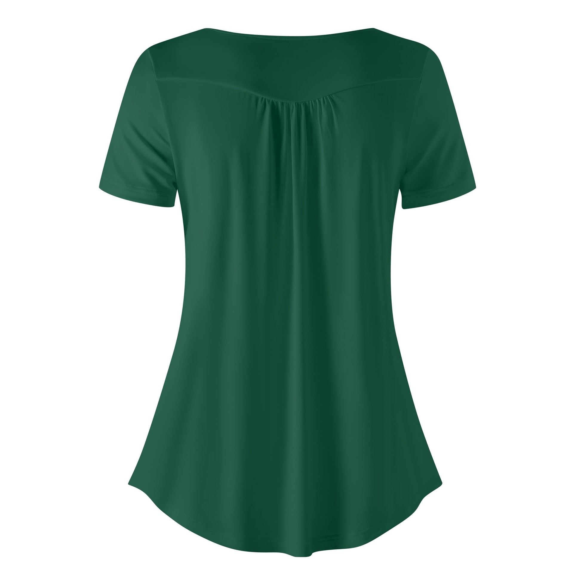 Lockere Bluse mit U-Ausschnitt und kurzen Ärmeln für Damen - British Racing Green Bluse JLR Design