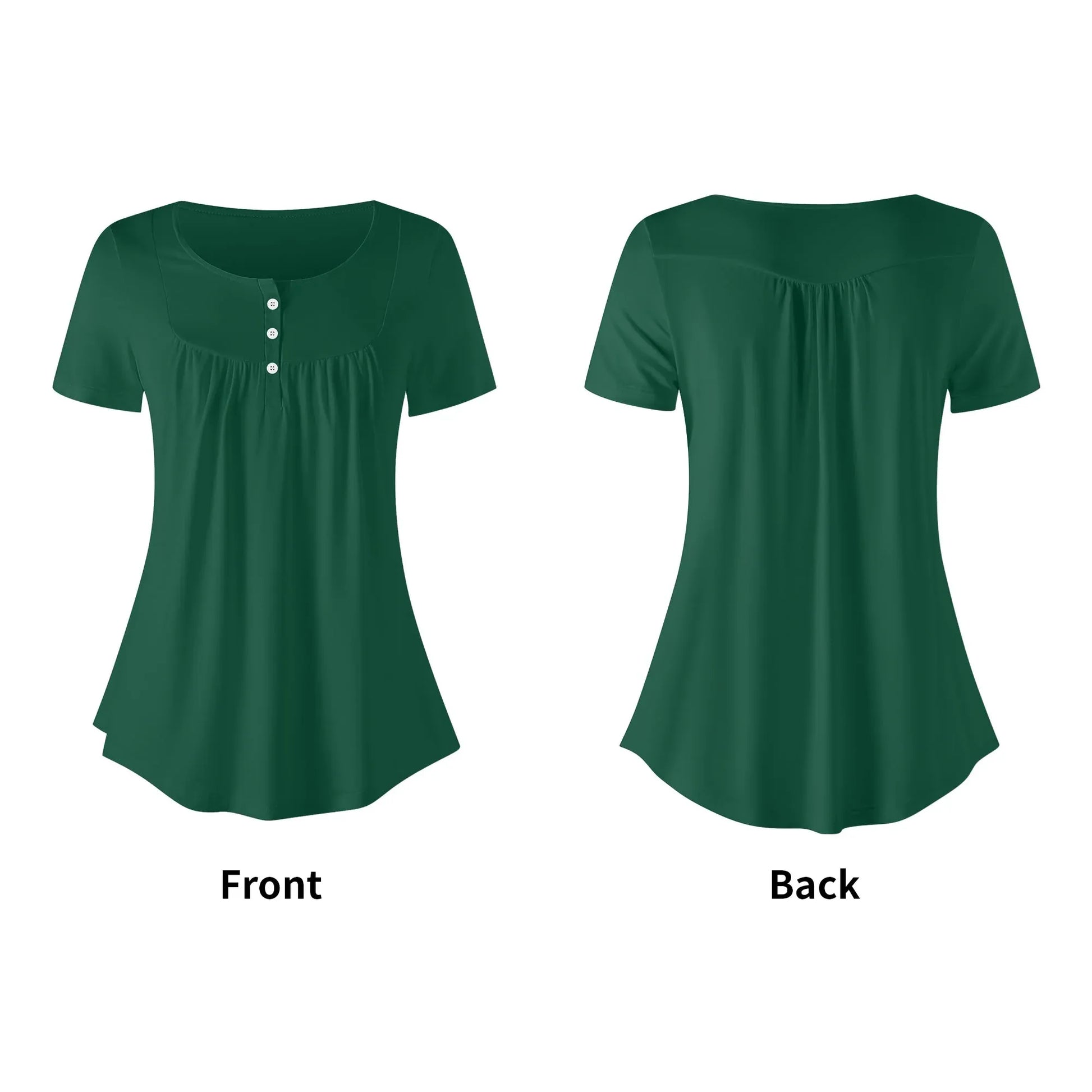 lockere-bluse-mit-u-ausschnitt-und-kurzen-armeln-fur-damen-british-racing-green-bluse-jlr-design-62471 - JLR Design