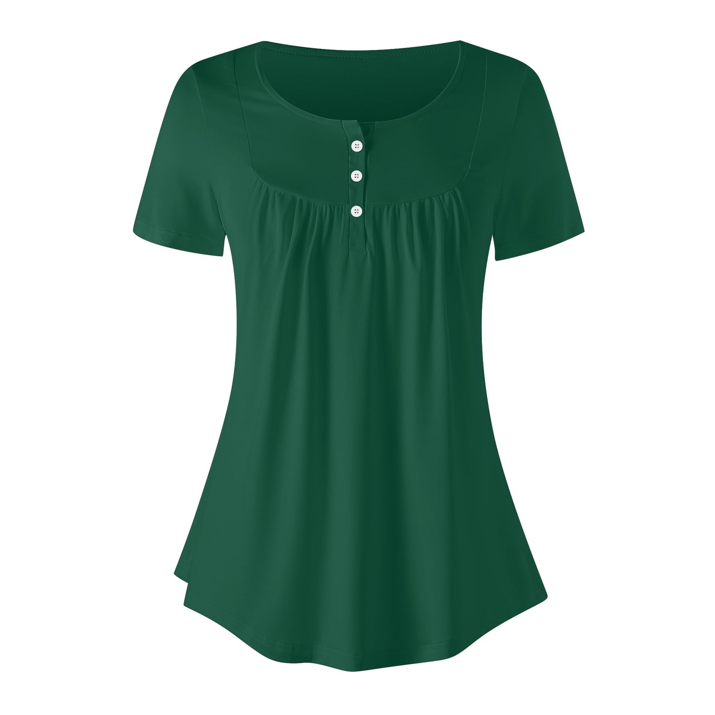 Lockere Bluse mit U-Ausschnitt und kurzen Ärmeln für Damen - British Racing Green Bluse JLR Design