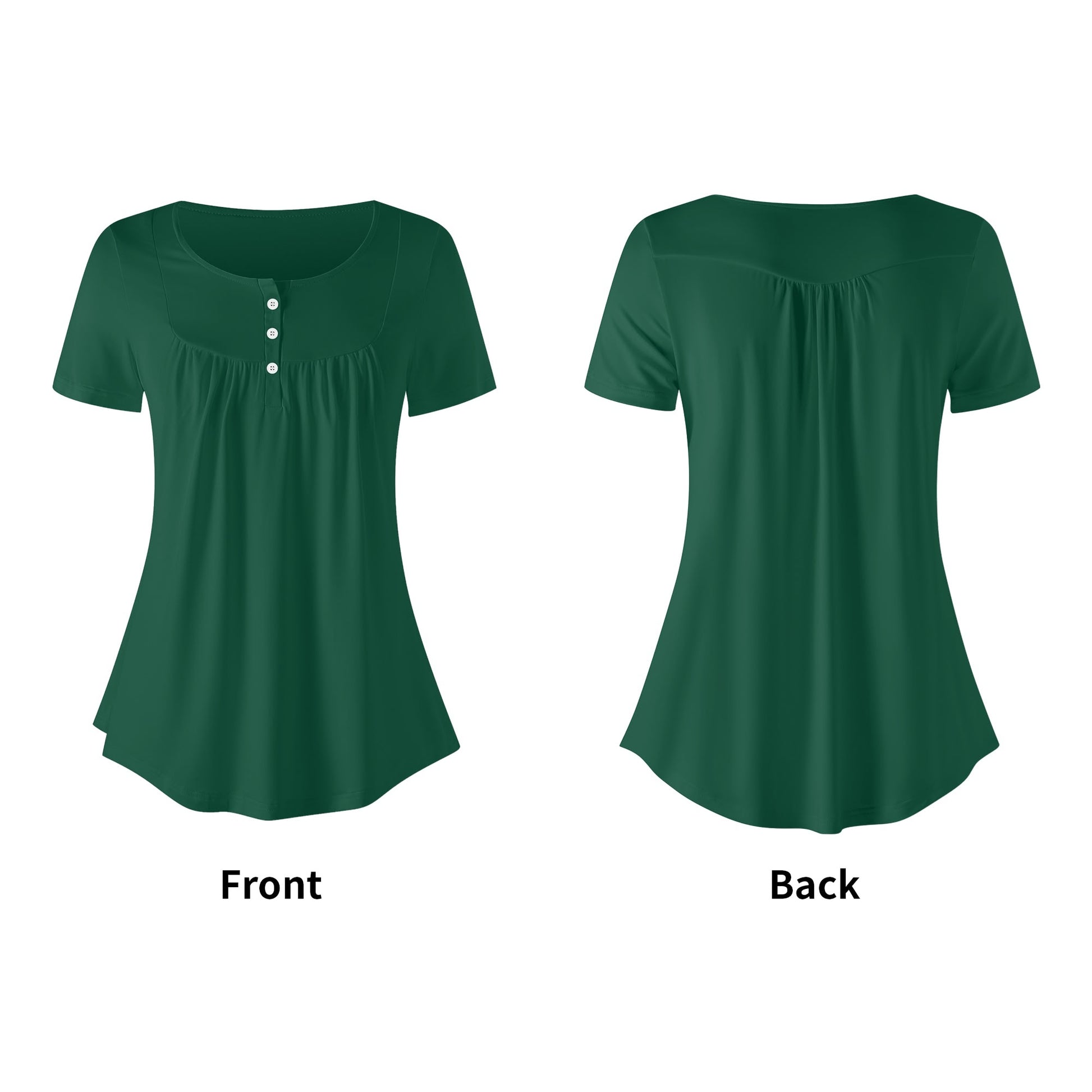 Lockere Bluse mit U-Ausschnitt und kurzen Ärmeln für Damen - British Racing Green Bluse JLR Design