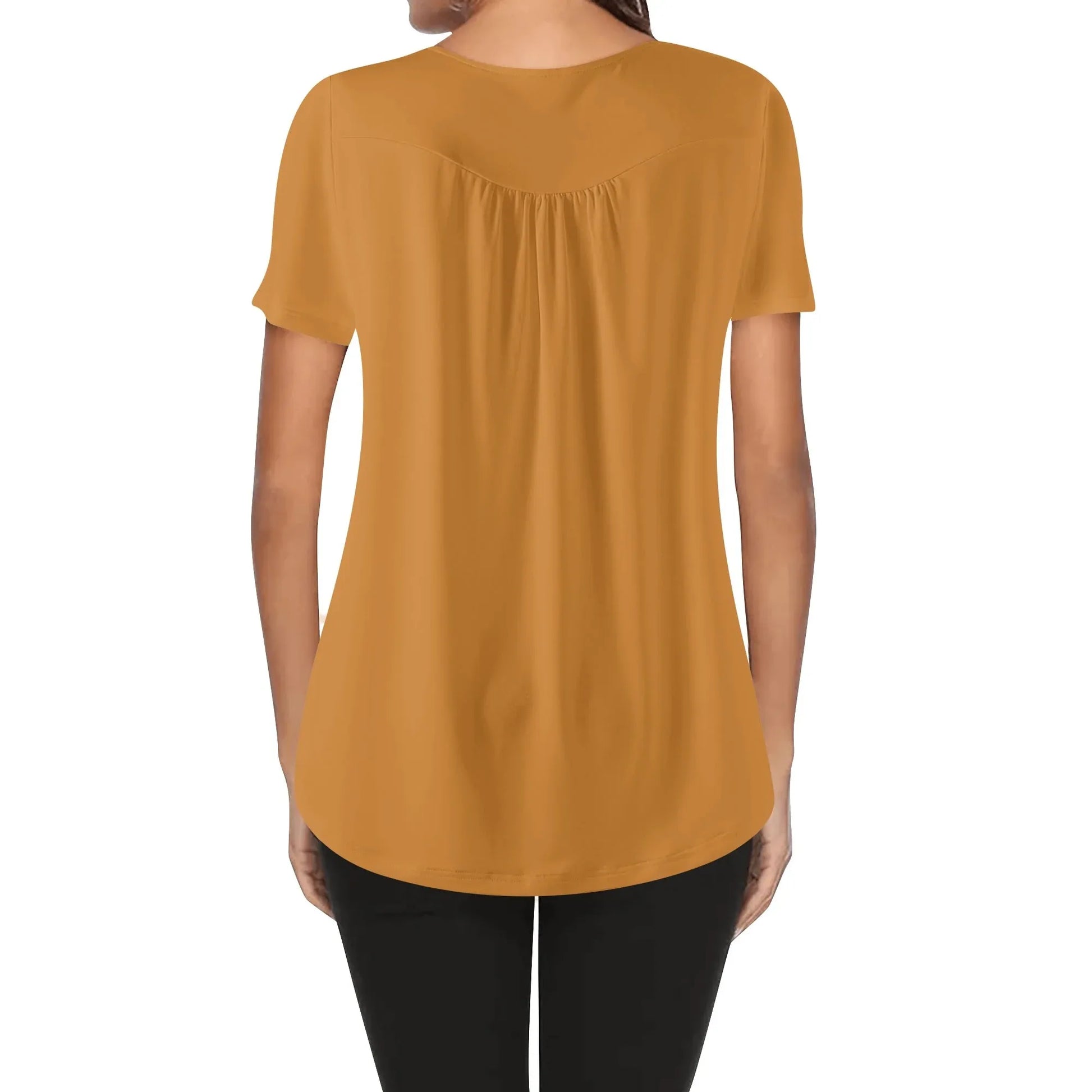 lockere-bluse-mit-u-ausschnitt-und-kurzen-armeln-fur-damen-bronze-bluse-jlr-design-94166 - JLR Design