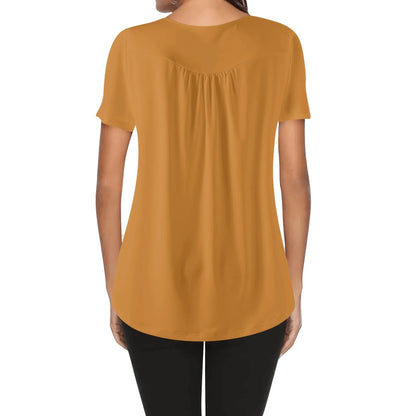 lockere-bluse-mit-u-ausschnitt-und-kurzen-armeln-fur-damen-bronze-bluse-jlr-design-94166 - JLR Design