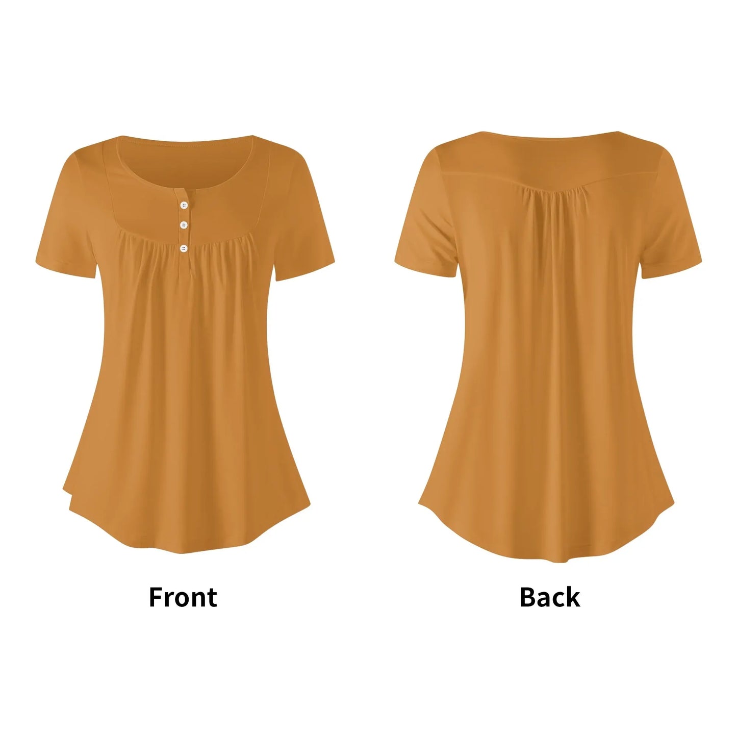 lockere-bluse-mit-u-ausschnitt-und-kurzen-armeln-fur-damen-bronze-bluse-jlr-design-59195 - JLR Design