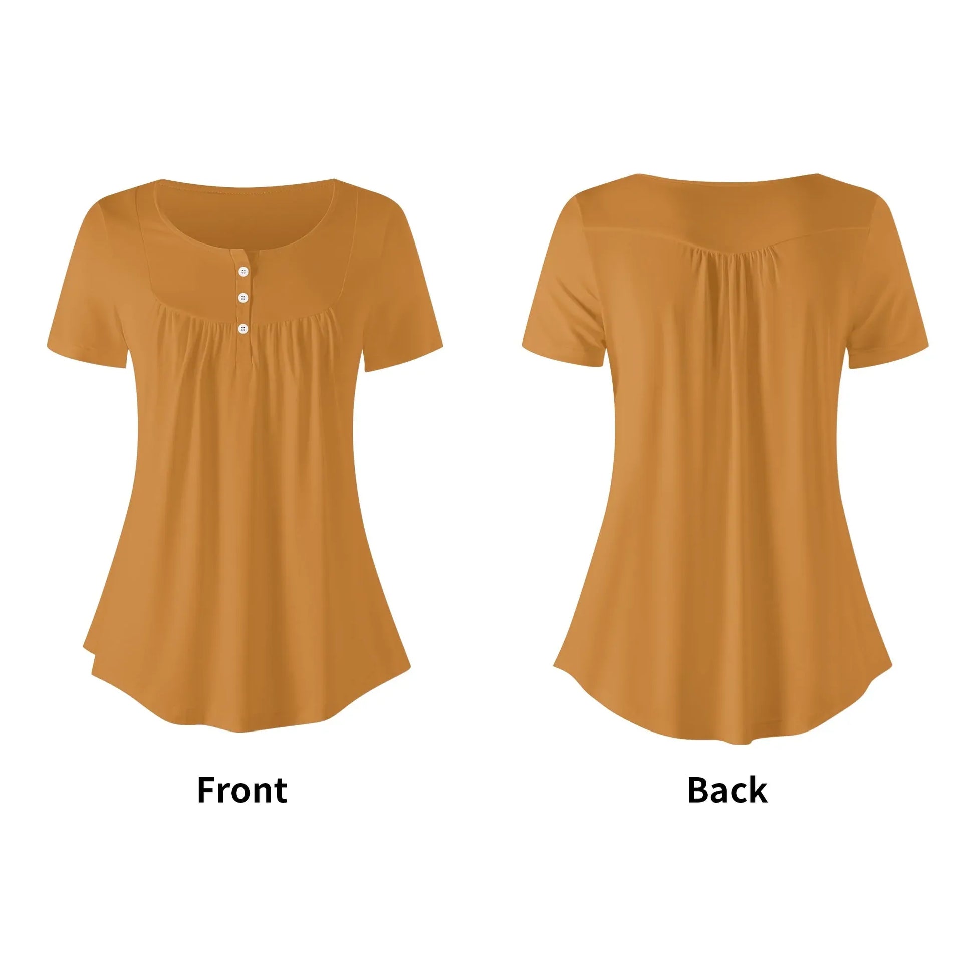 lockere-bluse-mit-u-ausschnitt-und-kurzen-armeln-fur-damen-bronze-bluse-jlr-design-59195 - JLR Design