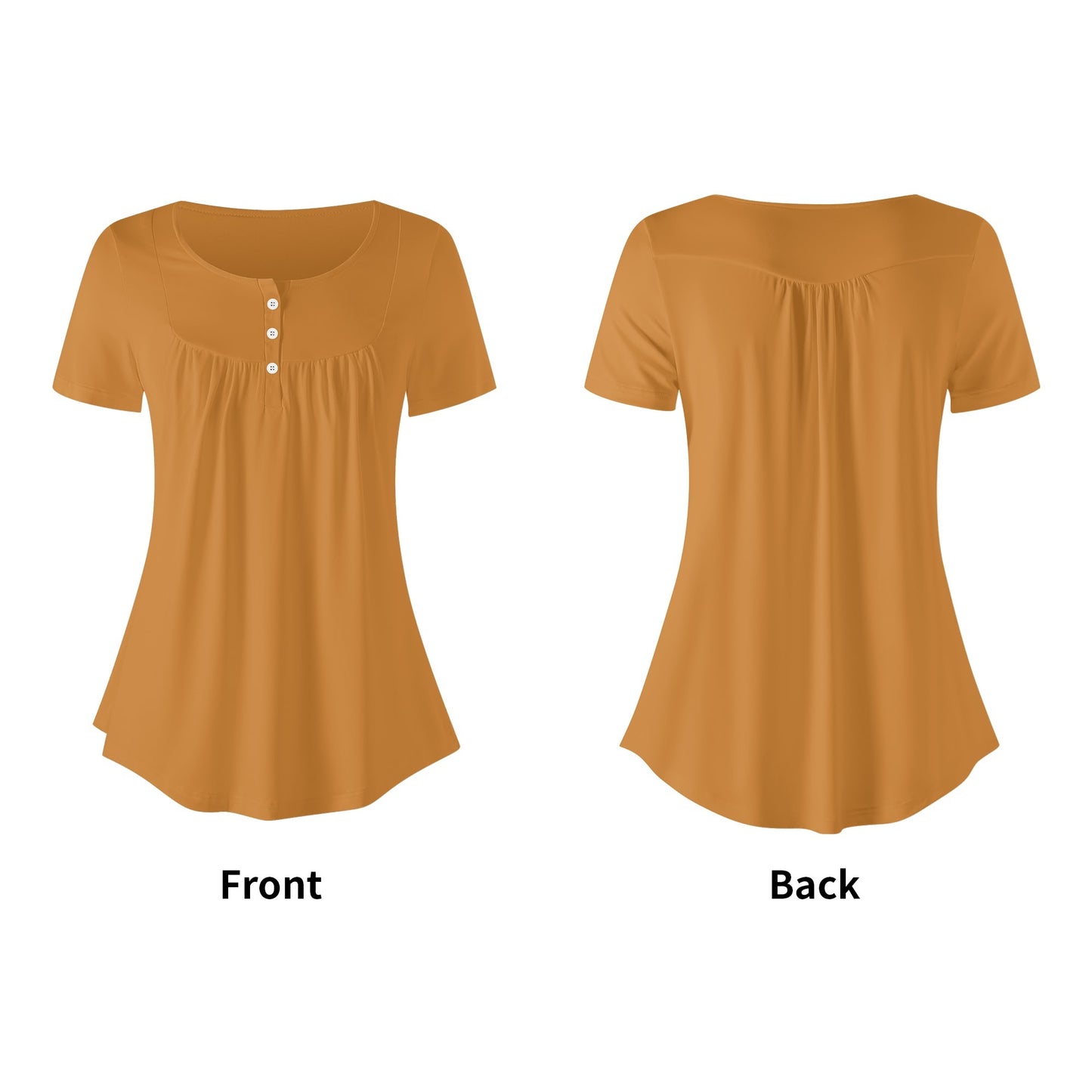 Lockere Bluse mit U-Ausschnitt und kurzen Ärmeln für Damen - Bronze Bluse JLR Design