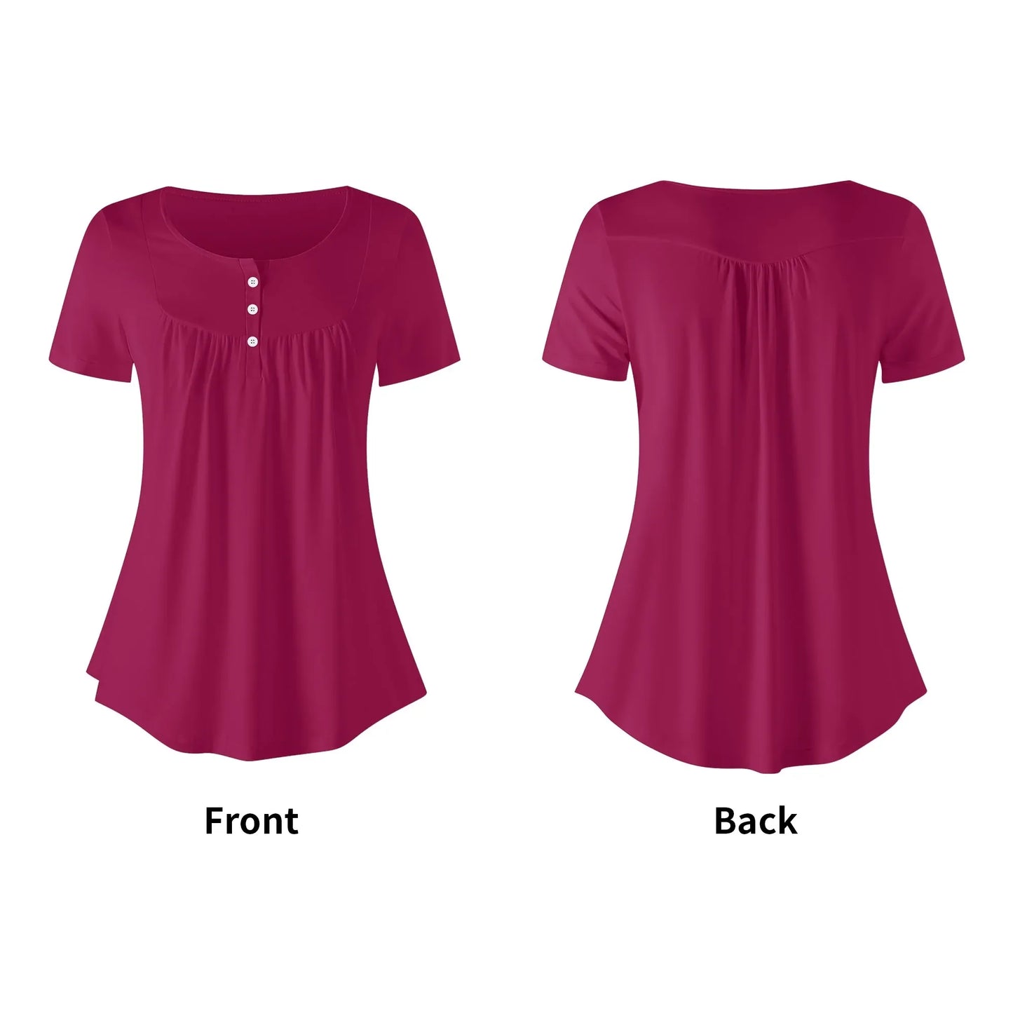 lockere-bluse-mit-u-ausschnitt-und-kurzen-armeln-fur-damen-burgundy-bluse-jlr-design-80493 - JLR Design