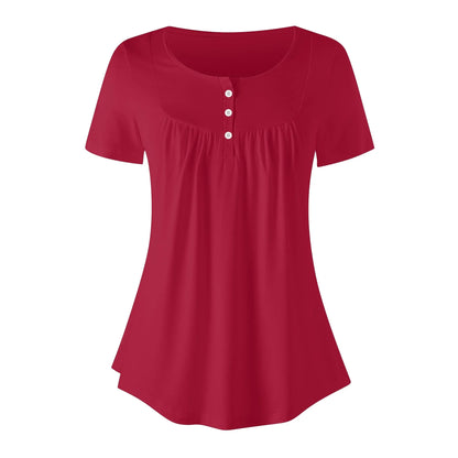 lockere-bluse-mit-u-ausschnitt-und-kurzen-armeln-fur-damen-carmine-bluse-jlr-design-50237 - JLR Design