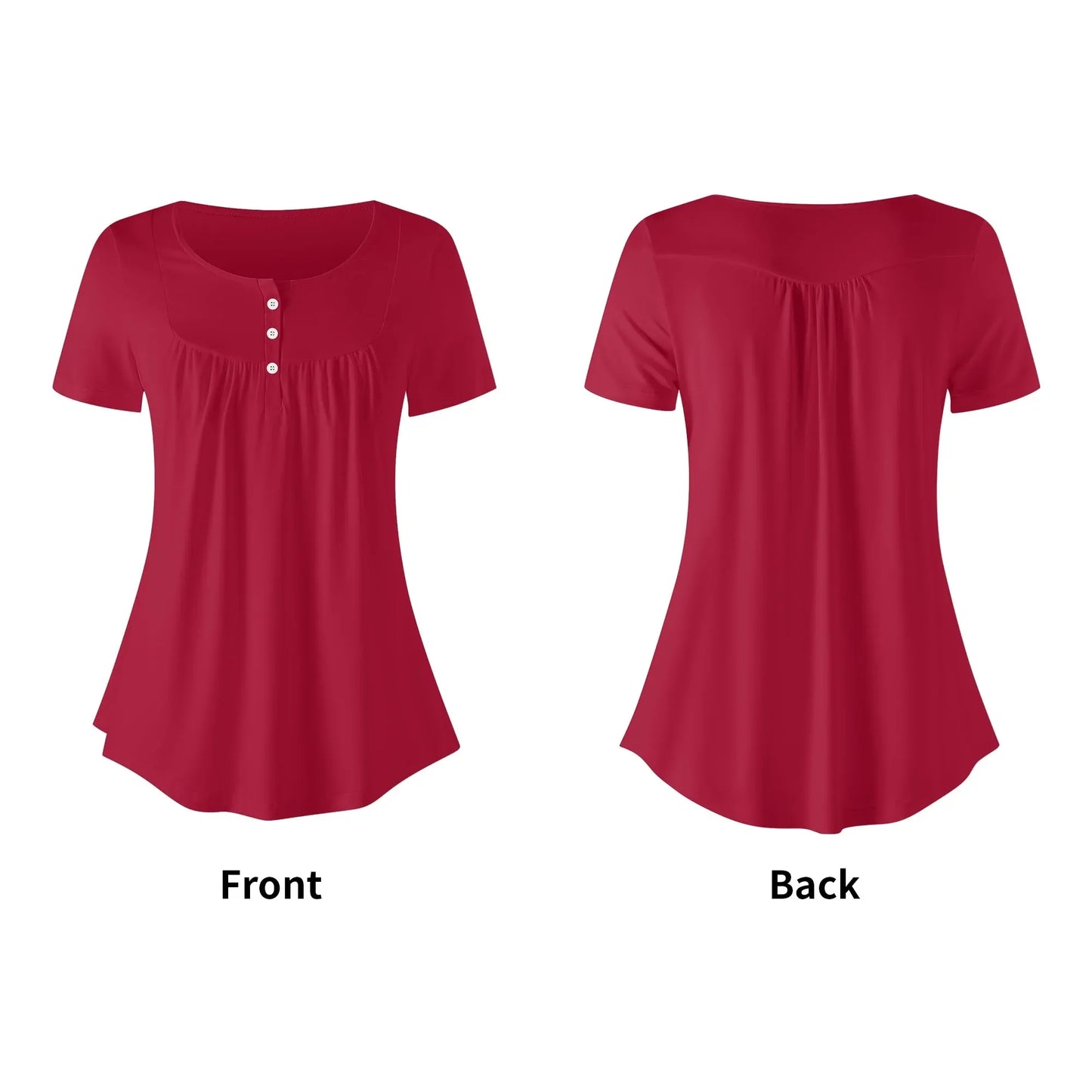 lockere-bluse-mit-u-ausschnitt-und-kurzen-armeln-fur-damen-carmine-bluse-jlr-design-11789 - JLR Design
