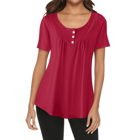 Lockere Bluse mit U-Ausschnitt und kurzen Ärmeln für Damen - Carmine Bluse JLR Design