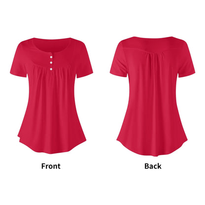 lockere-bluse-mit-u-ausschnitt-und-kurzen-armeln-fur-damen-crimson-bluse-jlr-design-58118 - JLR Design