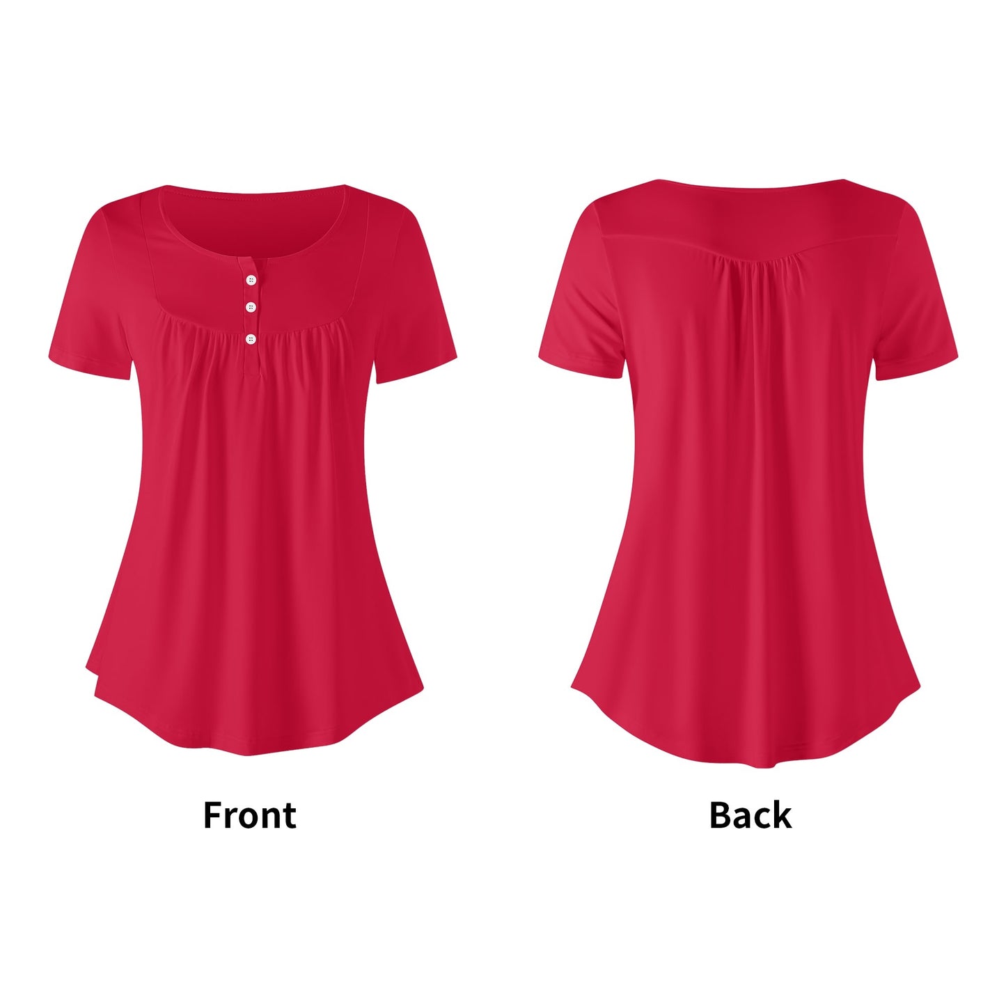 Lockere Bluse mit U-Ausschnitt und kurzen Ärmeln für Damen - Crimson Bluse JLR Design