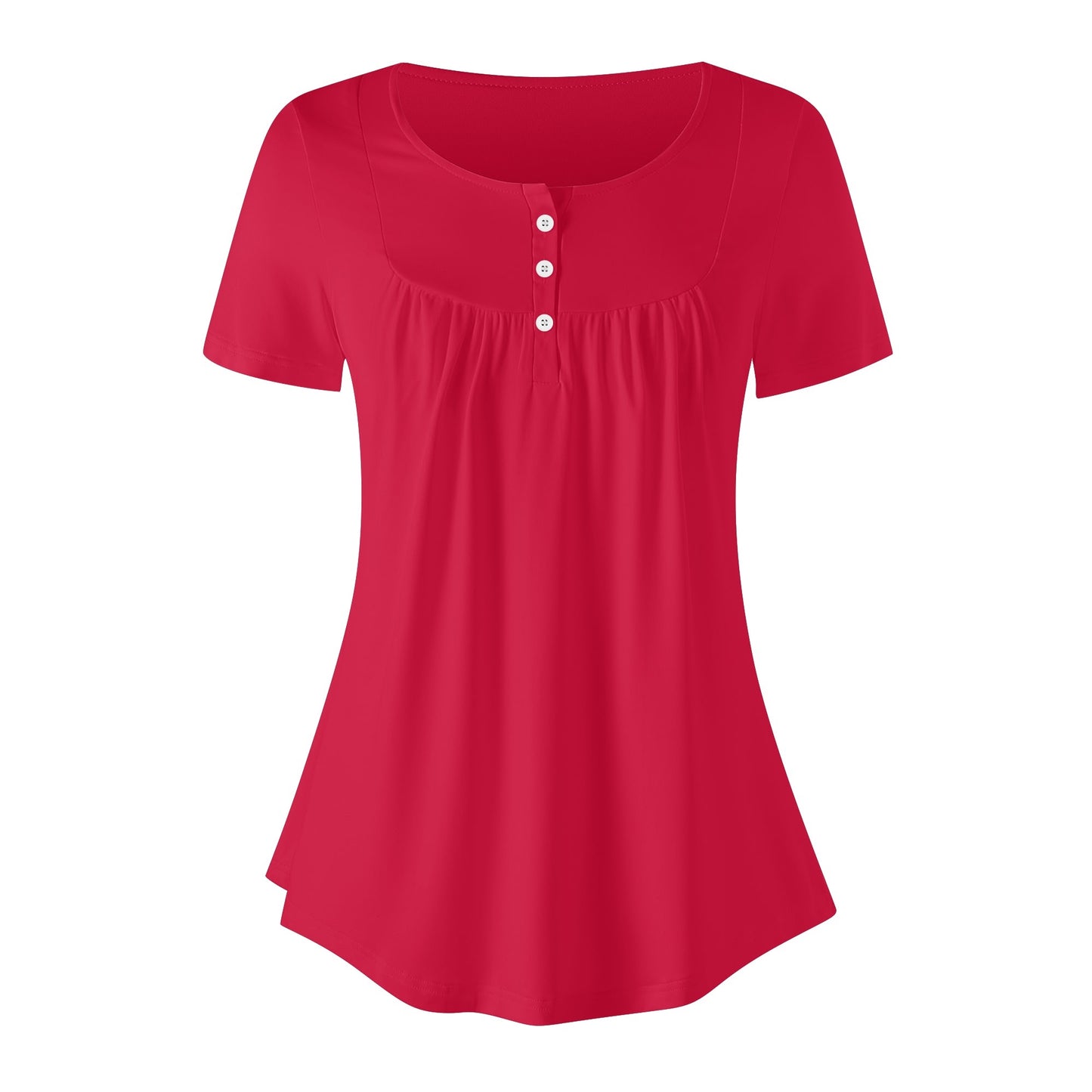 Lockere Bluse mit U-Ausschnitt und kurzen Ärmeln für Damen - Crimson Bluse JLR Design