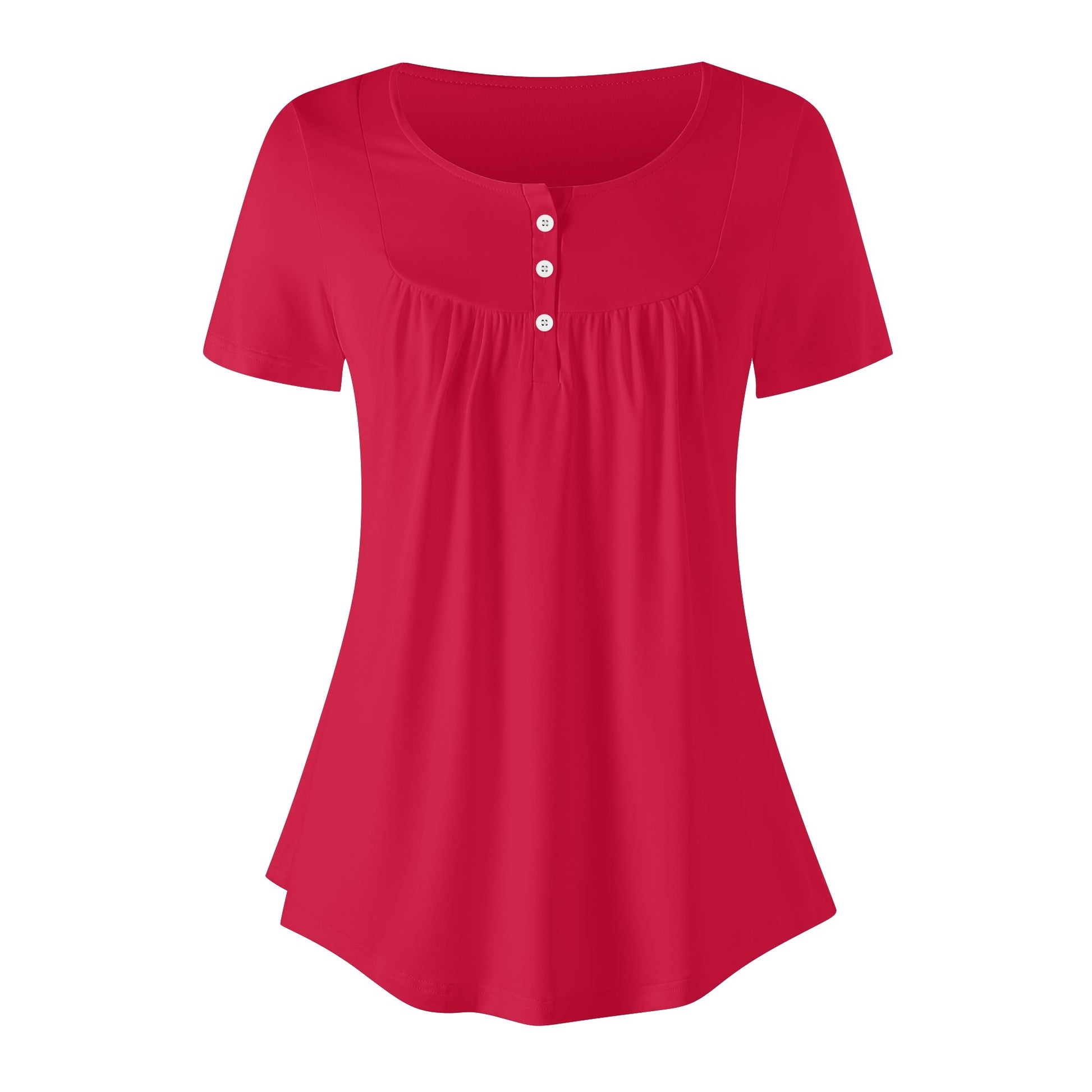Lockere Bluse mit U-Ausschnitt und kurzen Ärmeln für Damen - Crimson Bluse JLR Design