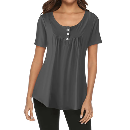 lockere-bluse-mit-u-ausschnitt-und-kurzen-armeln-fur-damen-eklipse-bluse-jlr-design-12552 - JLR Design