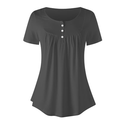 Lockere Bluse mit U-Ausschnitt und kurzen Ärmeln für Damen - Eklipse Bluse JLR Design