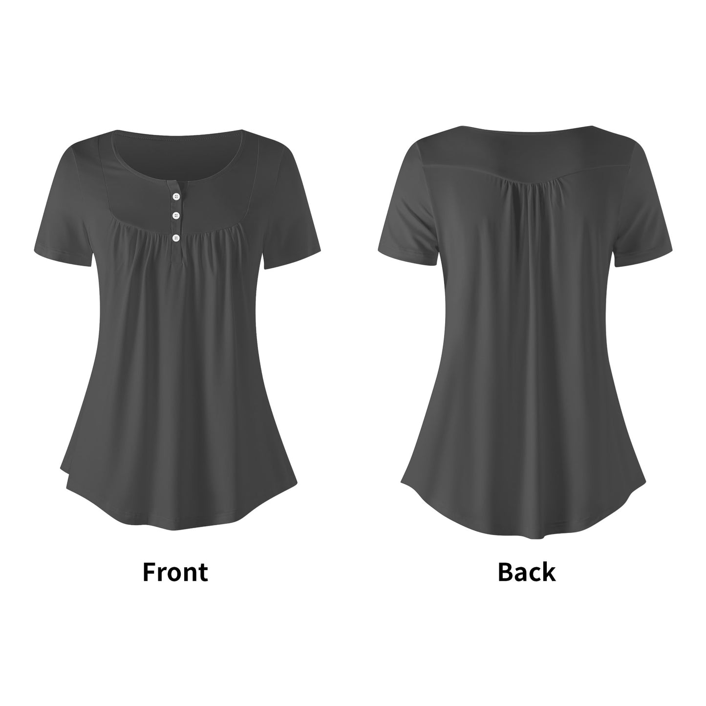 Lockere Bluse mit U-Ausschnitt und kurzen Ärmeln für Damen - Eklipse Bluse JLR Design