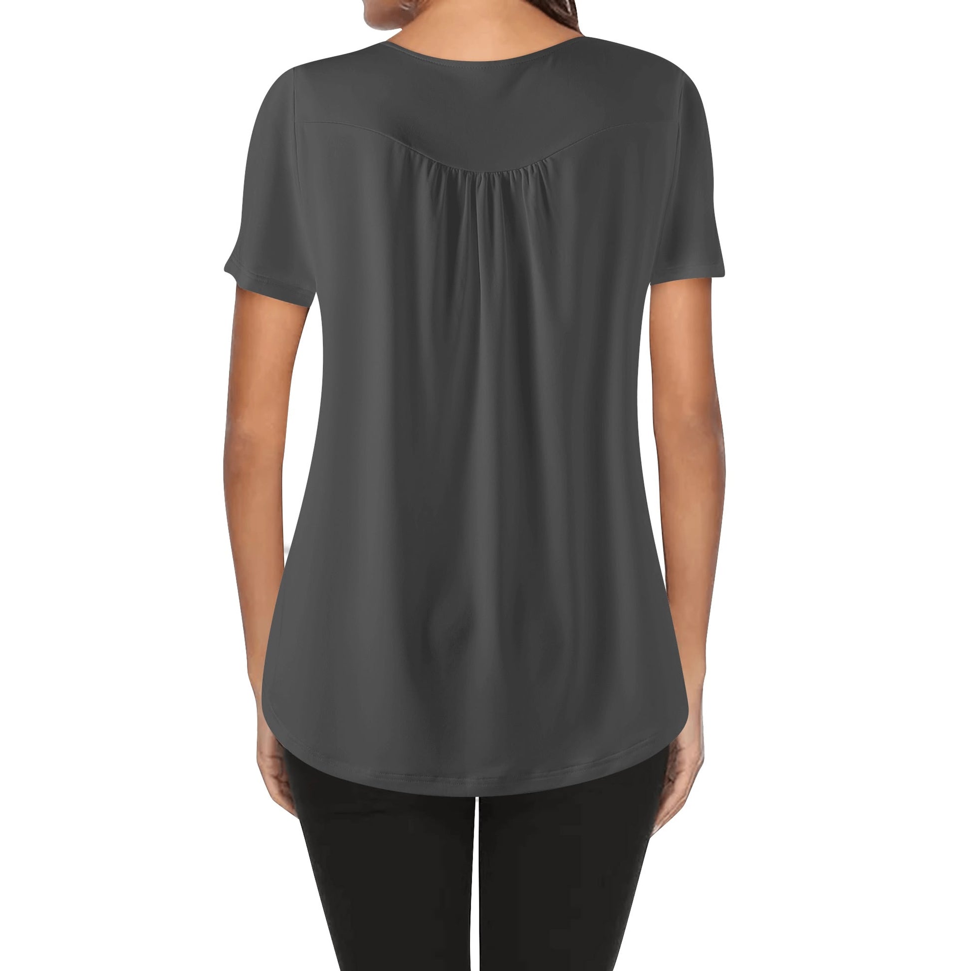 Lockere Bluse mit U-Ausschnitt und kurzen Ärmeln für Damen - Eklipse Bluse JLR Design