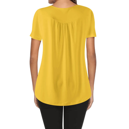 lockere-bluse-mit-u-ausschnitt-und-kurzen-armeln-fur-damen-gelb-bluse-jlr-design-20106 - JLR Design
