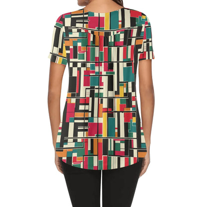lockere-bluse-mit-u-ausschnitt-und-kurzen-armeln-fur-damen-geometry-v2-bluse-jlr-design-12592 - JLR Design