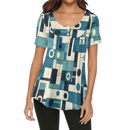 lockere-bluse-mit-u-ausschnitt-und-kurzen-armeln-fur-damen-geometry-v3-bluse-jlr-design-24469 - JLR Design
