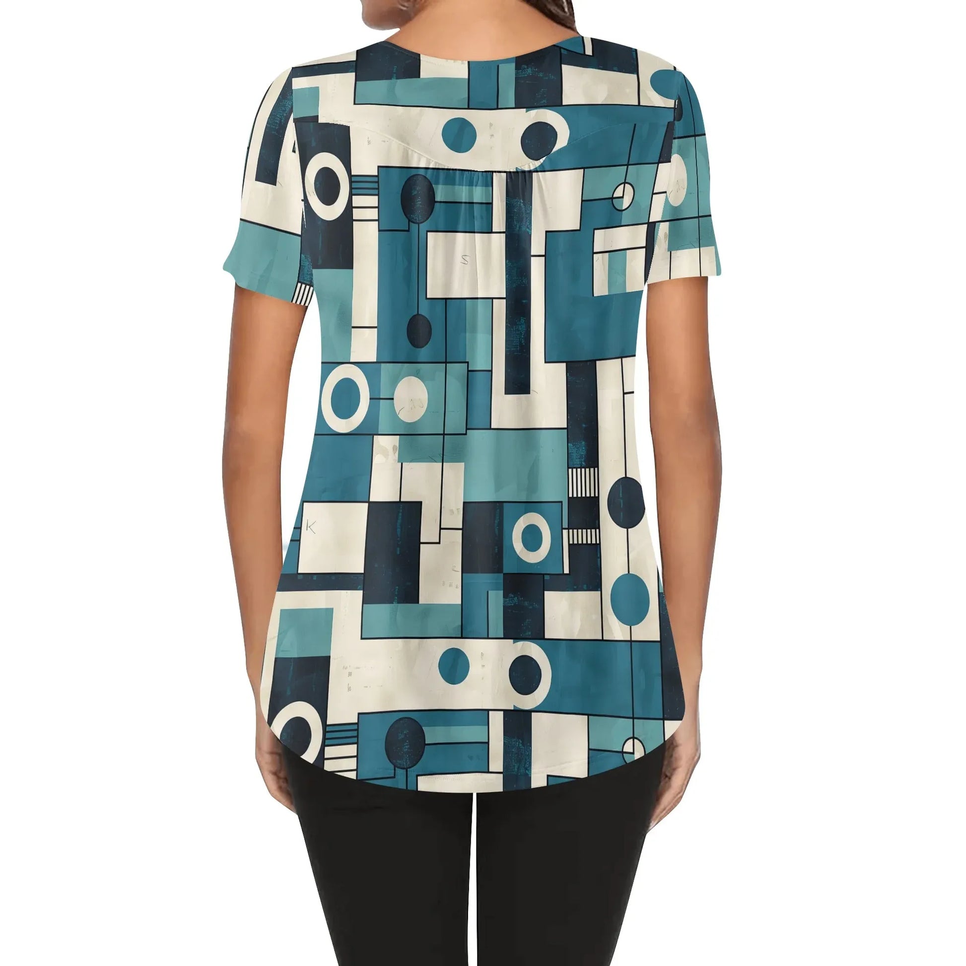lockere-bluse-mit-u-ausschnitt-und-kurzen-armeln-fur-damen-geometry-v3-bluse-jlr-design-96047 - JLR Design