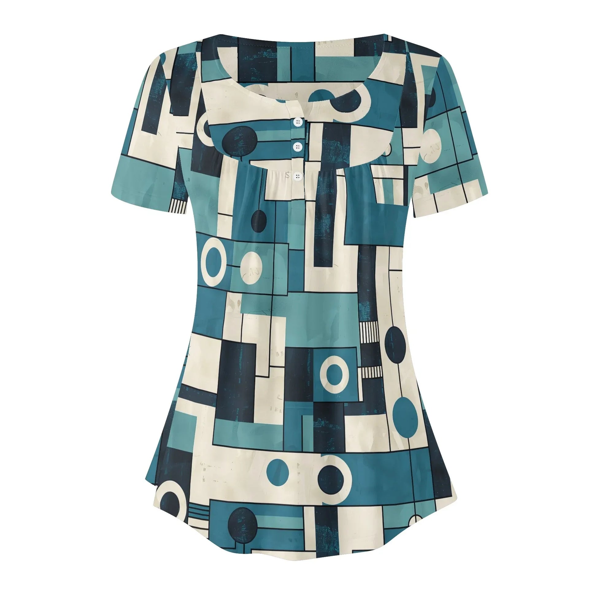lockere-bluse-mit-u-ausschnitt-und-kurzen-armeln-fur-damen-geometry-v3-bluse-jlr-design-57648 - JLR Design