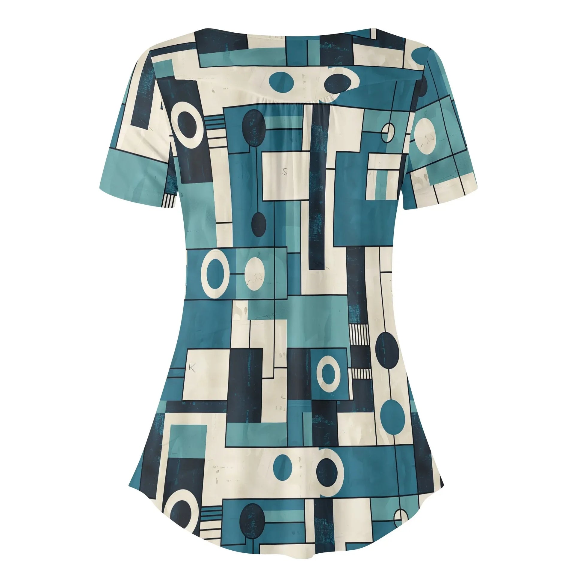 lockere-bluse-mit-u-ausschnitt-und-kurzen-armeln-fur-damen-geometry-v3-bluse-jlr-design-35244 - JLR Design