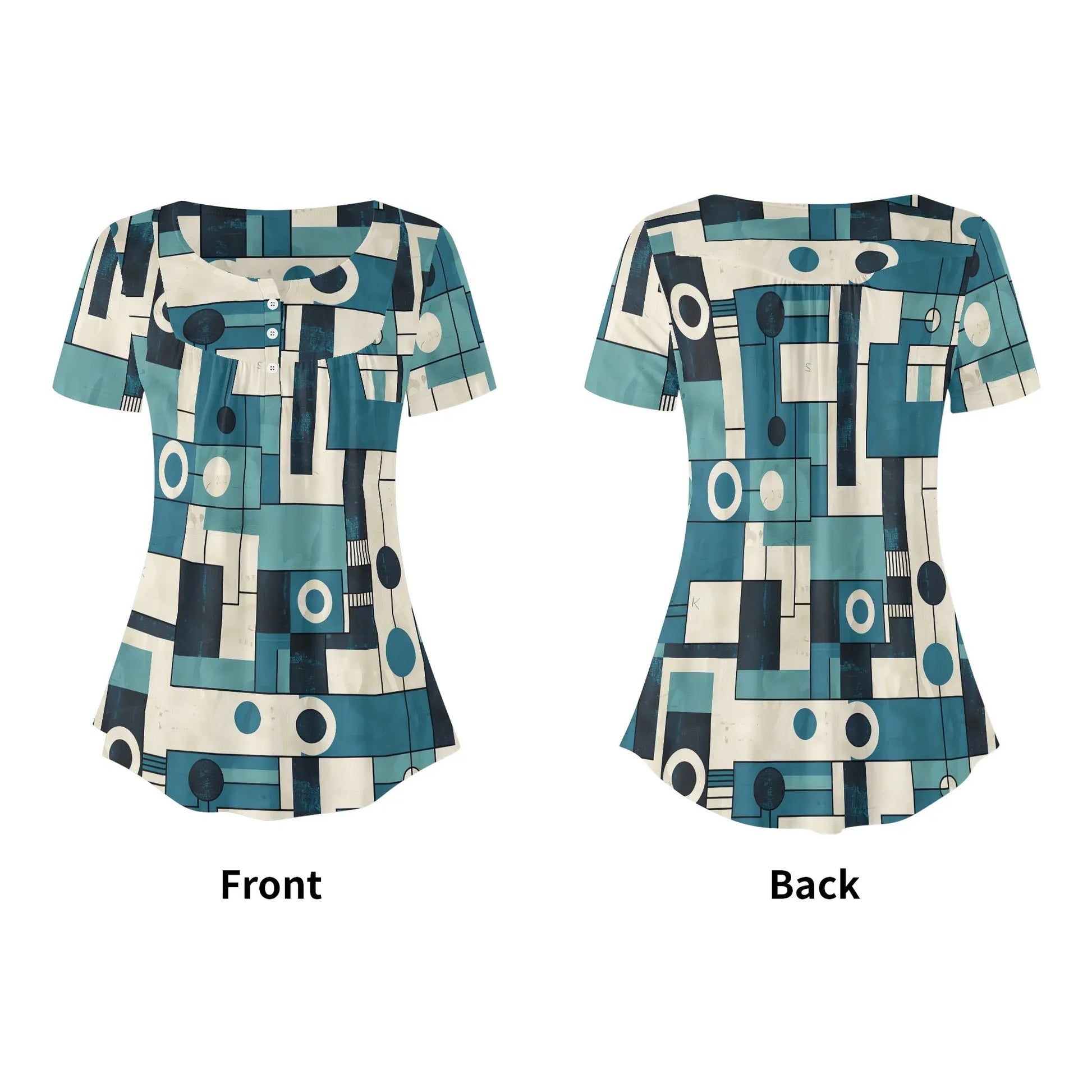 lockere-bluse-mit-u-ausschnitt-und-kurzen-armeln-fur-damen-geometry-v3-bluse-jlr-design-66028 - JLR Design