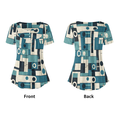 lockere-bluse-mit-u-ausschnitt-und-kurzen-armeln-fur-damen-geometry-v3-bluse-jlr-design-66028 - JLR Design