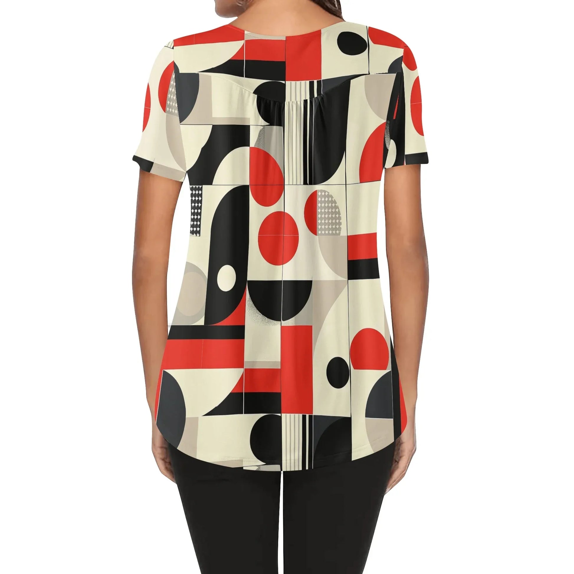 lockere-bluse-mit-u-ausschnitt-und-kurzen-armeln-fur-damen-geometry-v4-bluse-jlr-design-68287 - JLR Design