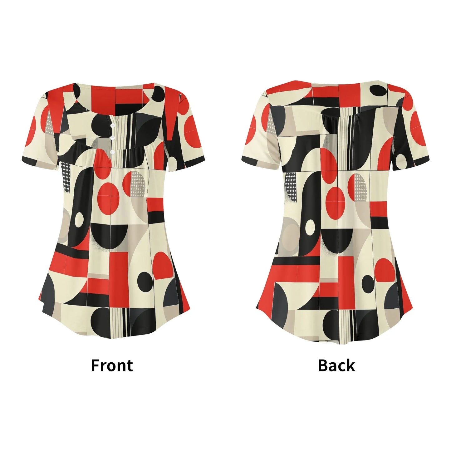lockere-bluse-mit-u-ausschnitt-und-kurzen-armeln-fur-damen-geometry-v4-bluse-jlr-design-21014 - JLR Design
