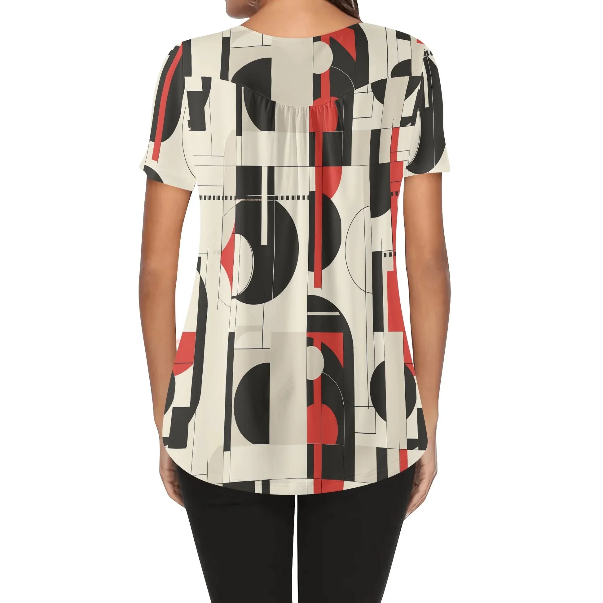 lockere-bluse-mit-u-ausschnitt-und-kurzen-armeln-fur-damen-geometry-v5-bluse-jlr-design-84898 - JLR Design