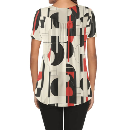 lockere-bluse-mit-u-ausschnitt-und-kurzen-armeln-fur-damen-geometry-v5-bluse-jlr-design-84898 - JLR Design