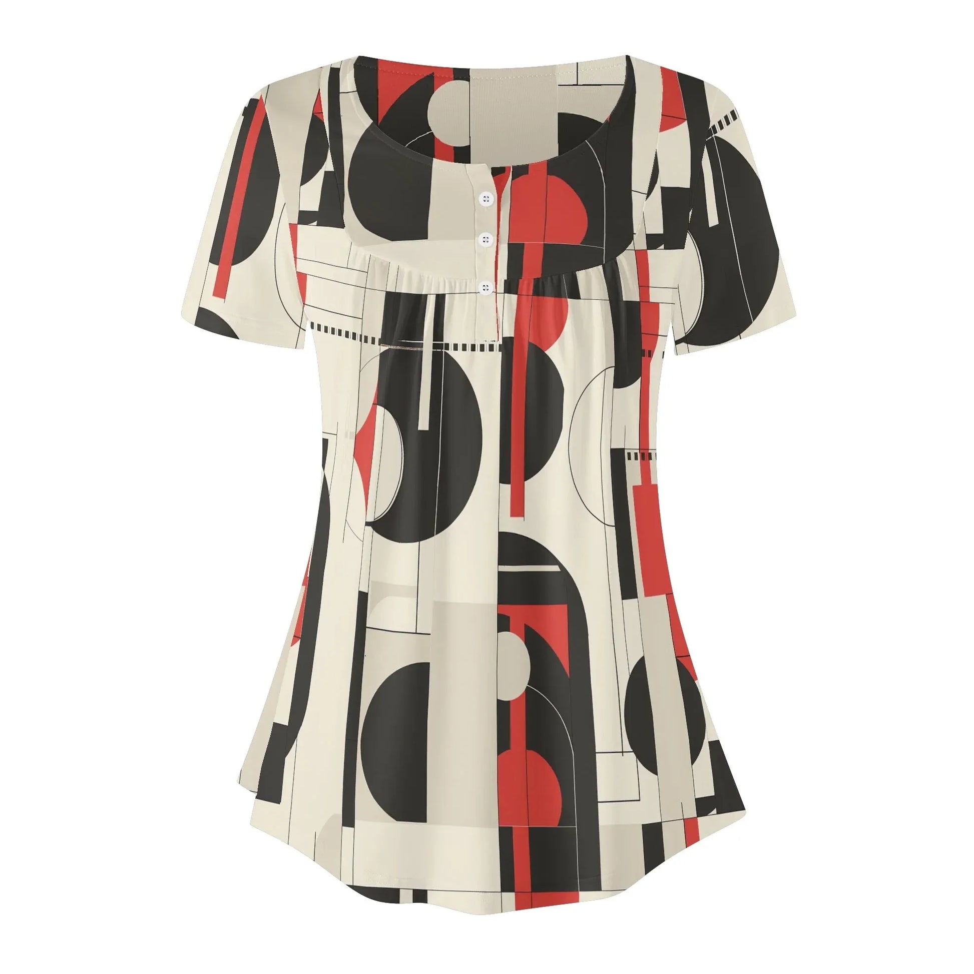 lockere-bluse-mit-u-ausschnitt-und-kurzen-armeln-fur-damen-geometry-v5-bluse-jlr-design-60351 - JLR Design