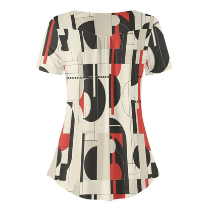 lockere-bluse-mit-u-ausschnitt-und-kurzen-armeln-fur-damen-geometry-v5-bluse-jlr-design-30730 - JLR Design