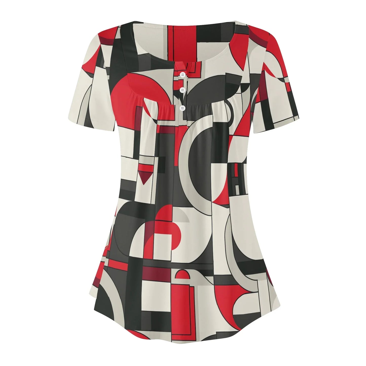 lockere-bluse-mit-u-ausschnitt-und-kurzen-armeln-fur-damen-geometry-v6-bluse-jlr-design-98770 - JLR Design