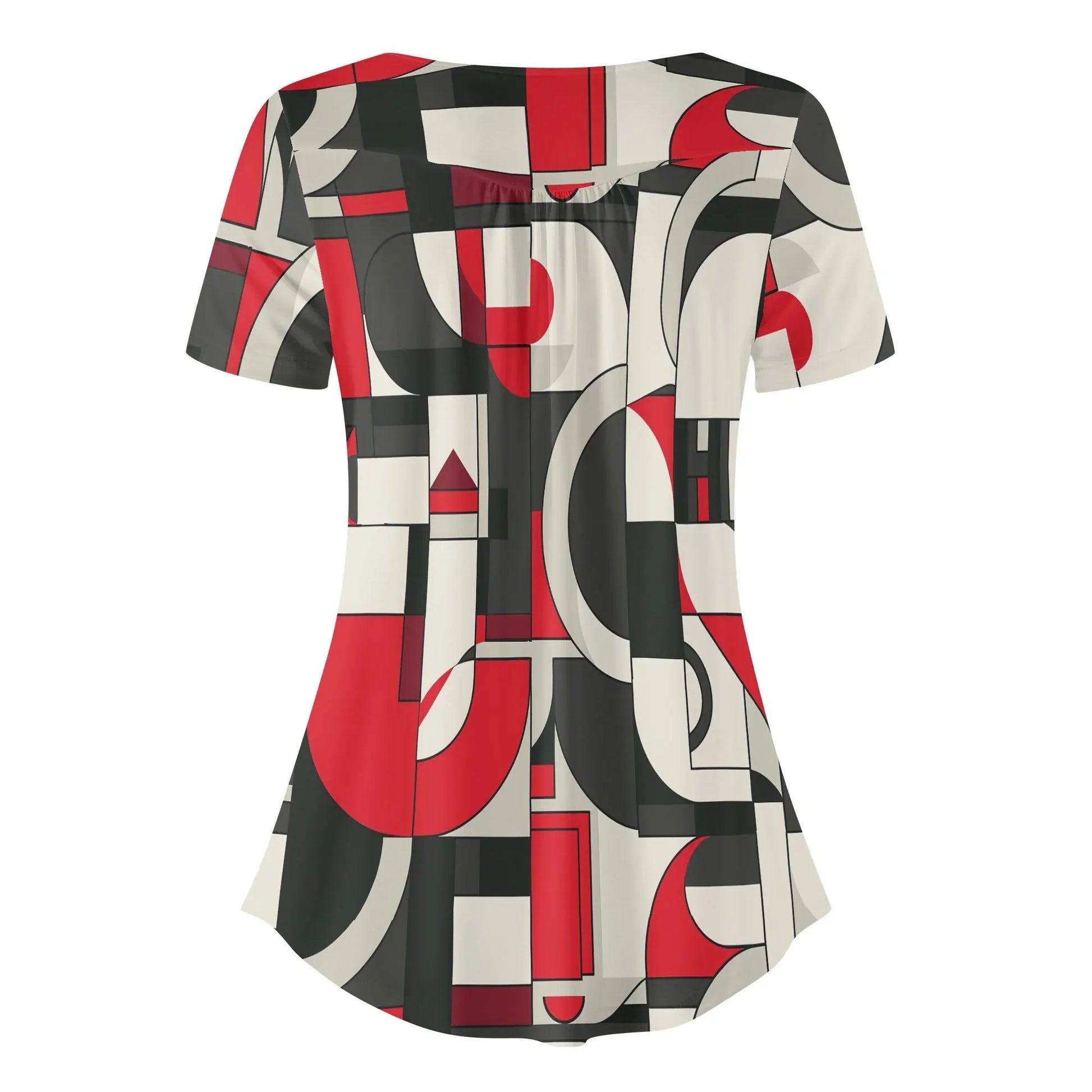 lockere-bluse-mit-u-ausschnitt-und-kurzen-armeln-fur-damen-geometry-v6-bluse-jlr-design-26787 - JLR Design