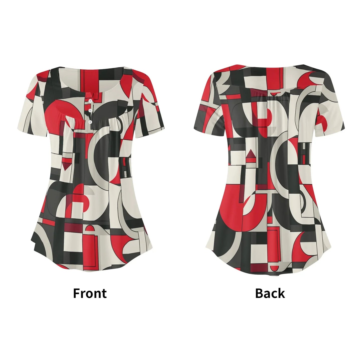 lockere-bluse-mit-u-ausschnitt-und-kurzen-armeln-fur-damen-geometry-v6-bluse-jlr-design-76459 - JLR Design