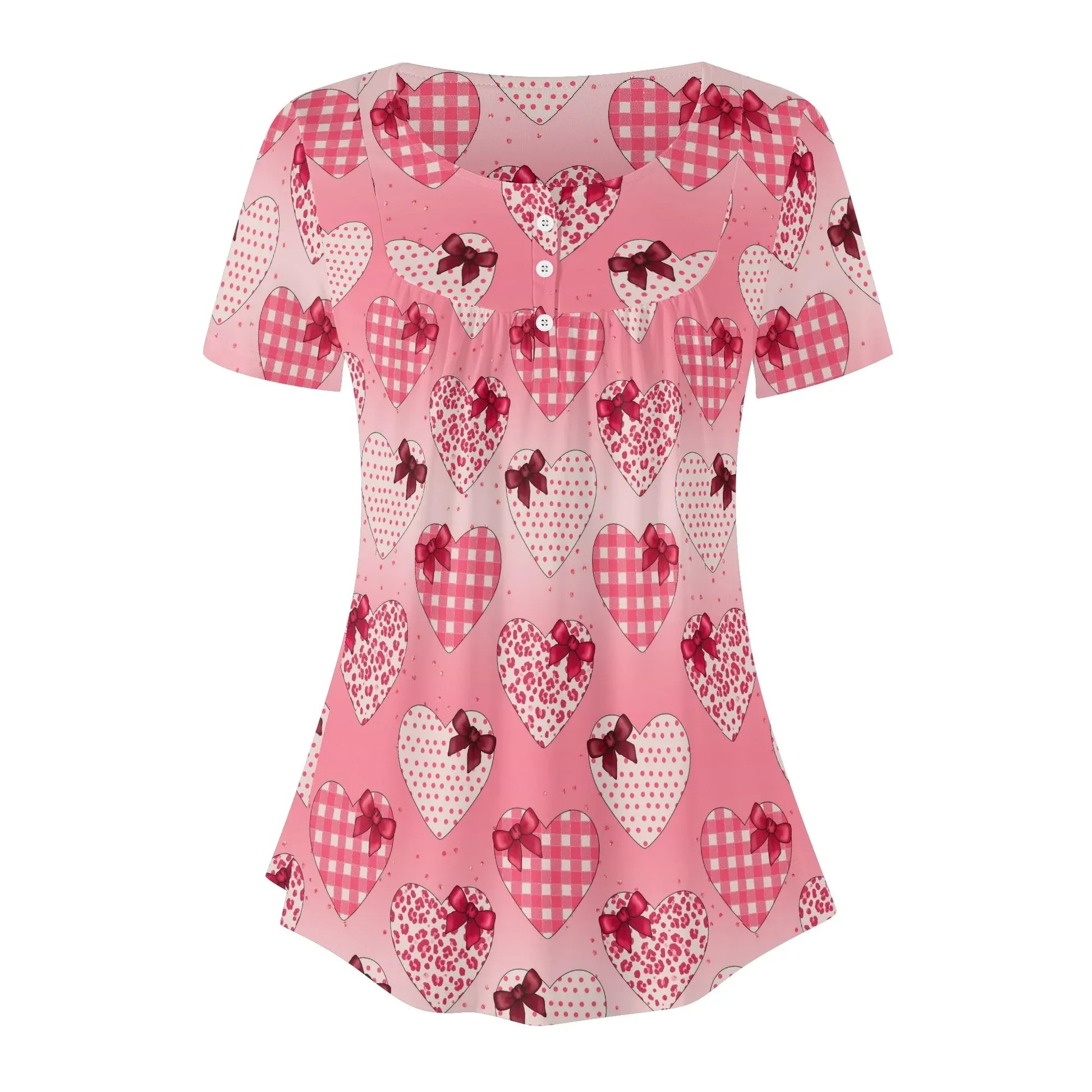 lockere-bluse-mit-u-ausschnitt-und-kurzen-armeln-fur-damen-gifted-heart-bluse-jlr-design-30018 - JLR Design