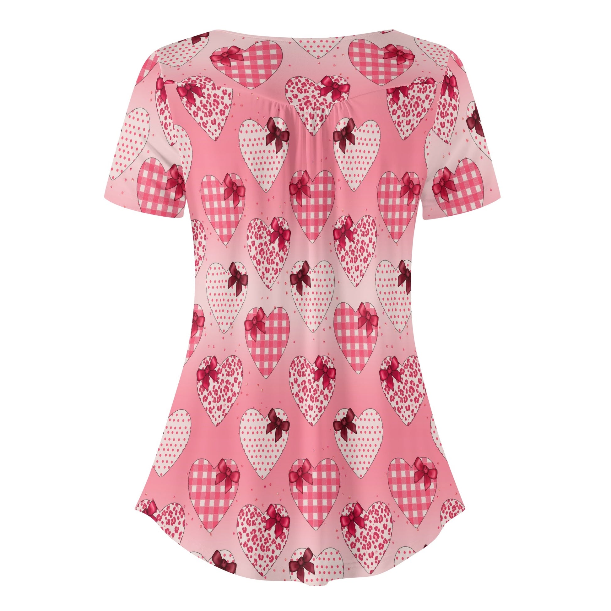 Lockere Bluse mit U-Ausschnitt und kurzen Ärmeln für Damen - Gifted Heart Bluse JLR Design