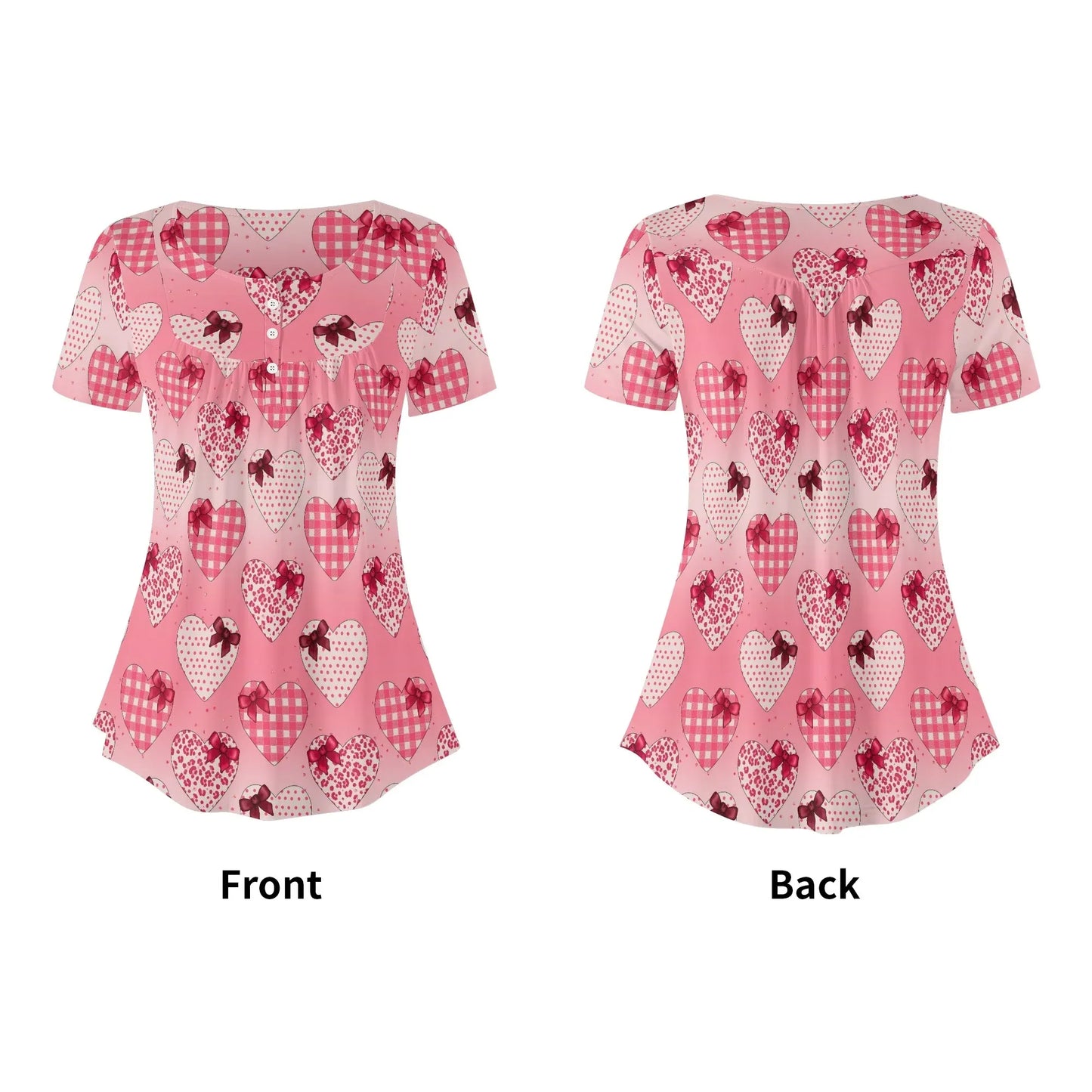 lockere-bluse-mit-u-ausschnitt-und-kurzen-armeln-fur-damen-gifted-heart-bluse-jlr-design-25117 - JLR Design