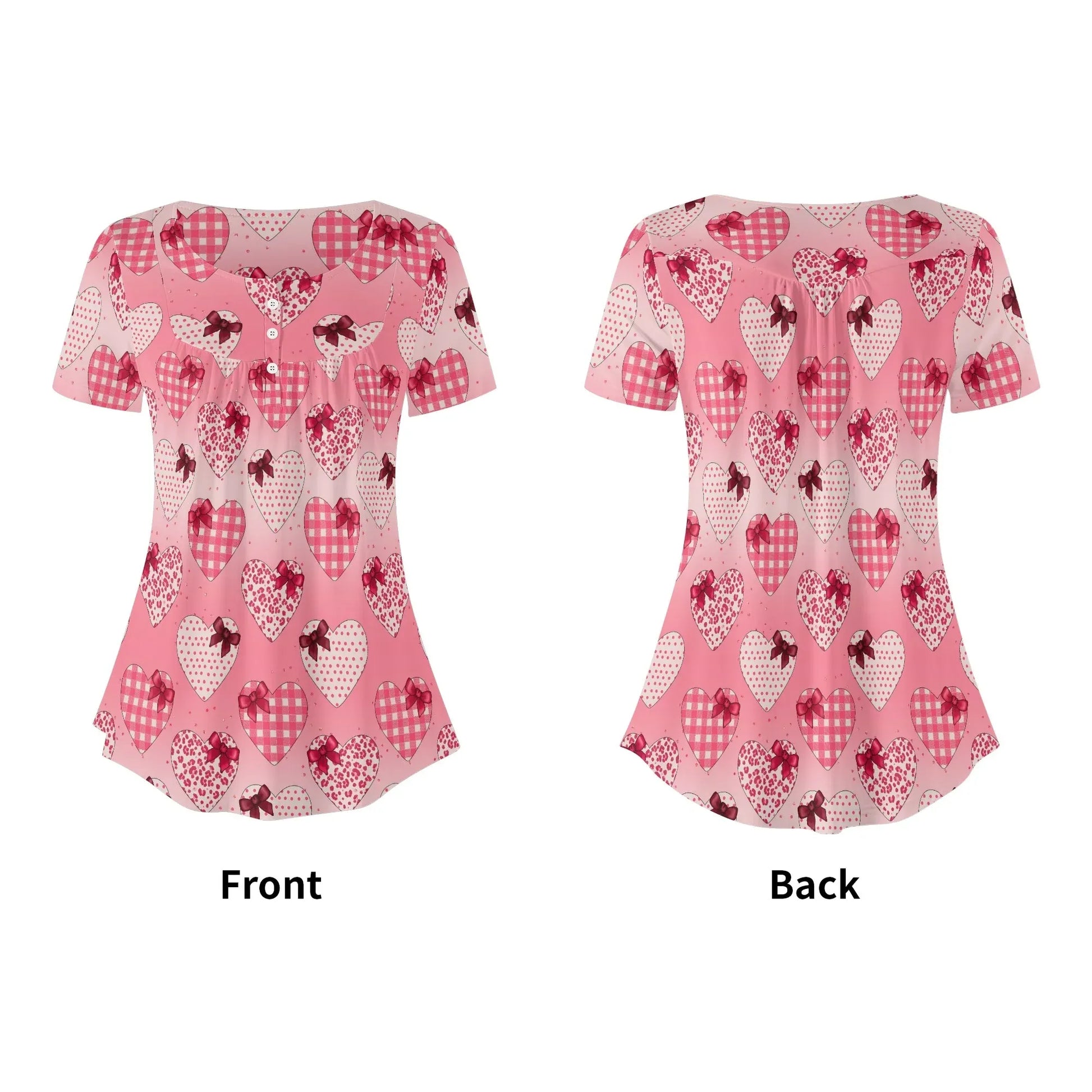 lockere-bluse-mit-u-ausschnitt-und-kurzen-armeln-fur-damen-gifted-heart-bluse-jlr-design-25117 - JLR Design