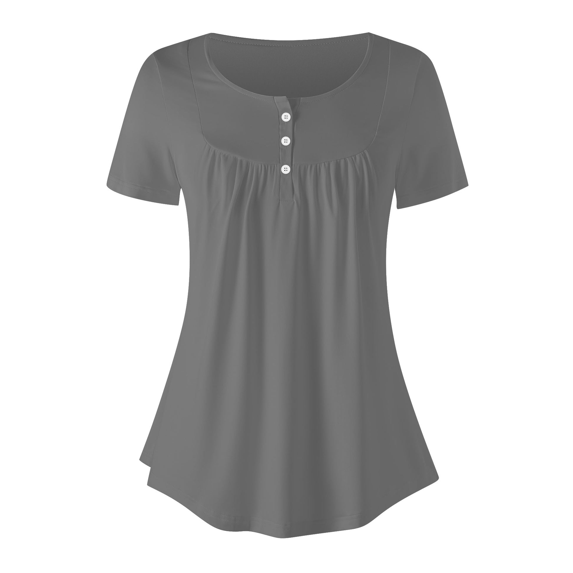Lockere Bluse mit U-Ausschnitt und kurzen Ärmeln für Damen - Grau Bluse JLR Design